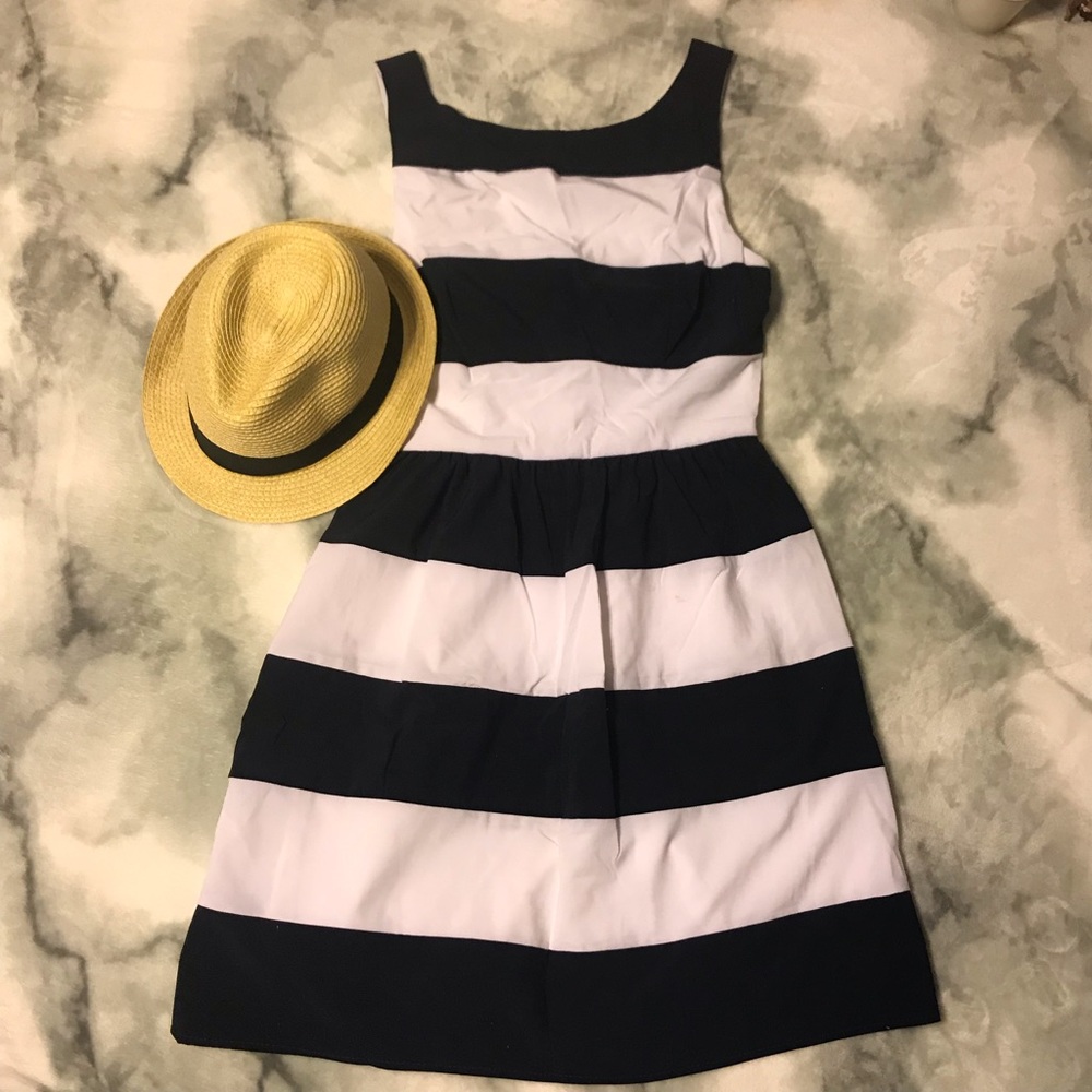 Navy & White striped dress